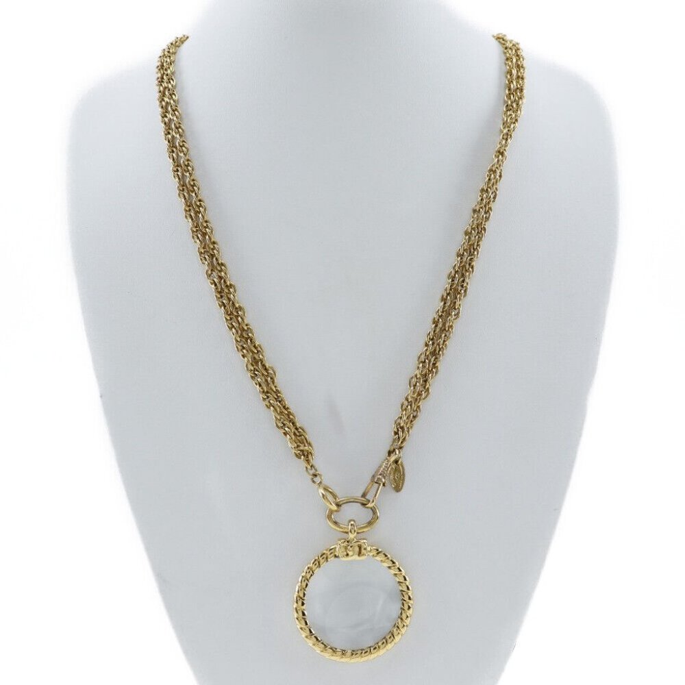 CHANEL Loupe Necklace Double chain vintage Plated Gold Women